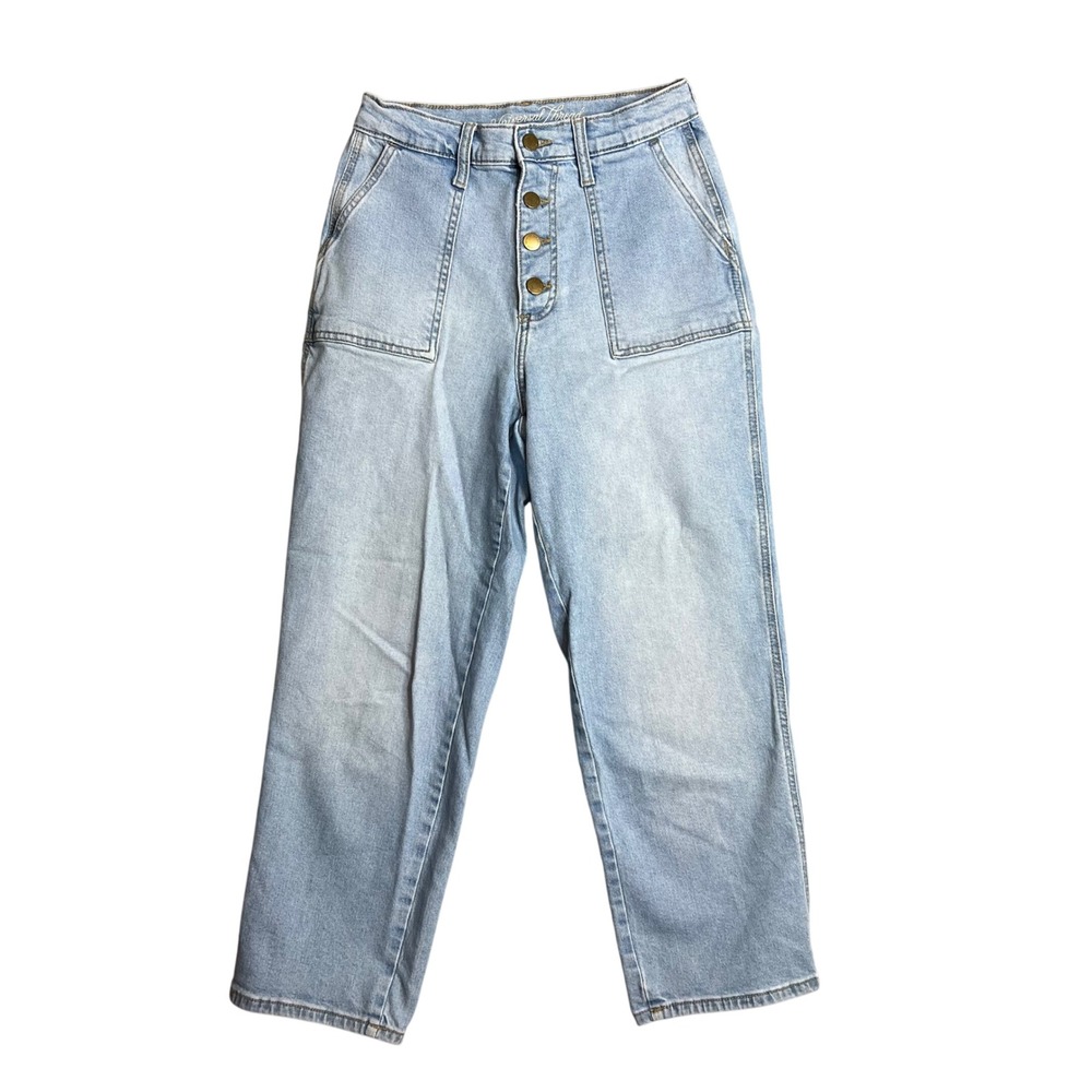 Universal Thread Vintage Straight Jeans Sz 2/26S‎ Light Wash Button Fly Crop